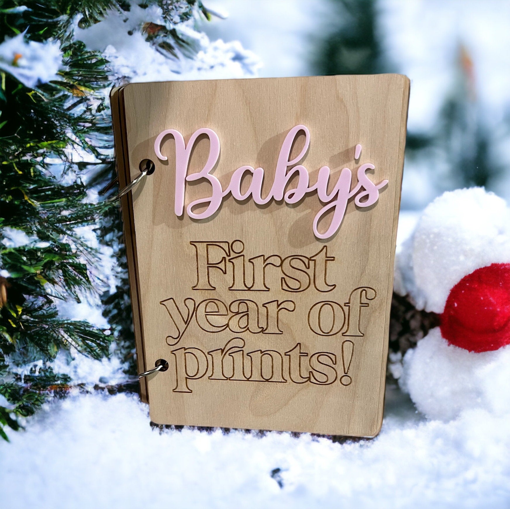 Personalized Year of Handprint/Footprint/Fingerprints Book, Baby Shower Gift, Baby Book, First Christmas Gift, Memory/Keepsake Book, New Mom