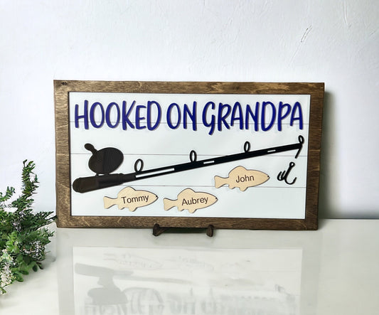 2025 Hooked On Custom Fishing Frame, Wood Fishing Sign, Gift for Him, Gift for Her, Fishing Gift, Sports Sign, Grandparent Gift, Unique Gift