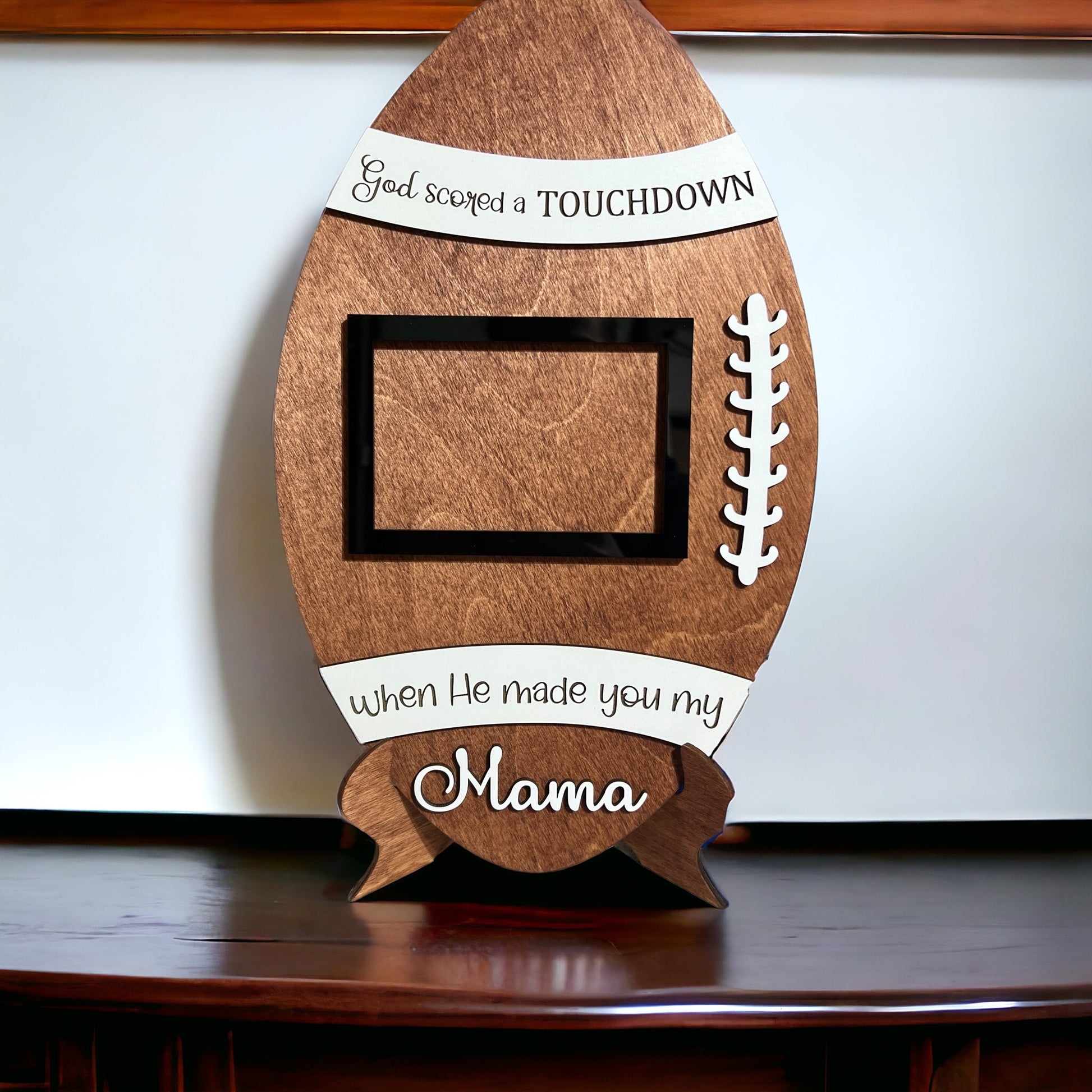 Personalized Football Frame, Father's Day 2025, Sports Photo Frame, Gift for Him/Her, Grandparents Gift, Custom Wood Frame, Birthday Gift