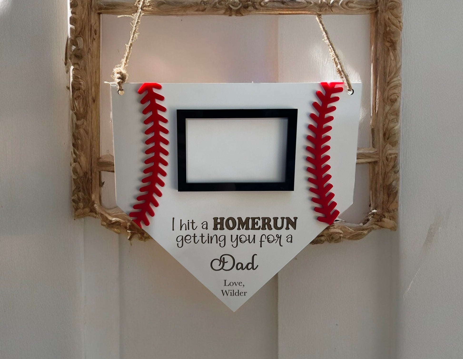 Personalized Baseball Frame, Fathers Day 2025, Hanging Baseball Frame, Gift for Him, Gift for Grandparent, Coach Gift, Sports Frame, HomeRun