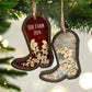 Personalized Shaker Boot Ornament, Family Name Gifts, Christmas Animal Ornament, Cowboy Hat Ornament, Western Ornament, Car Decor, Farm Gift