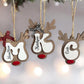 Personalized Reindeer Letter Ornament, Santa Reindeer, Monogram Name Christmas Ornament, Family ornament, Christmas Tree Decor, Stocking Tag