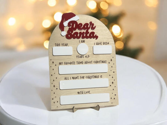 Dear Santa Board Sign, Picture Prop, Christmas Eve/List Board, Letter to Santa, Custom Christmas Eve Santa Sign, Kids Christmas Letter