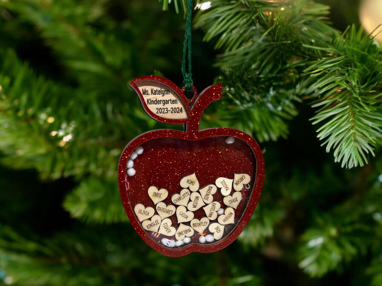 Personalized Teacher Shaker Apple, Back to school, Gift from Student, Christmas Ornament, End of school gift, Gift for Teacher, Class Gift