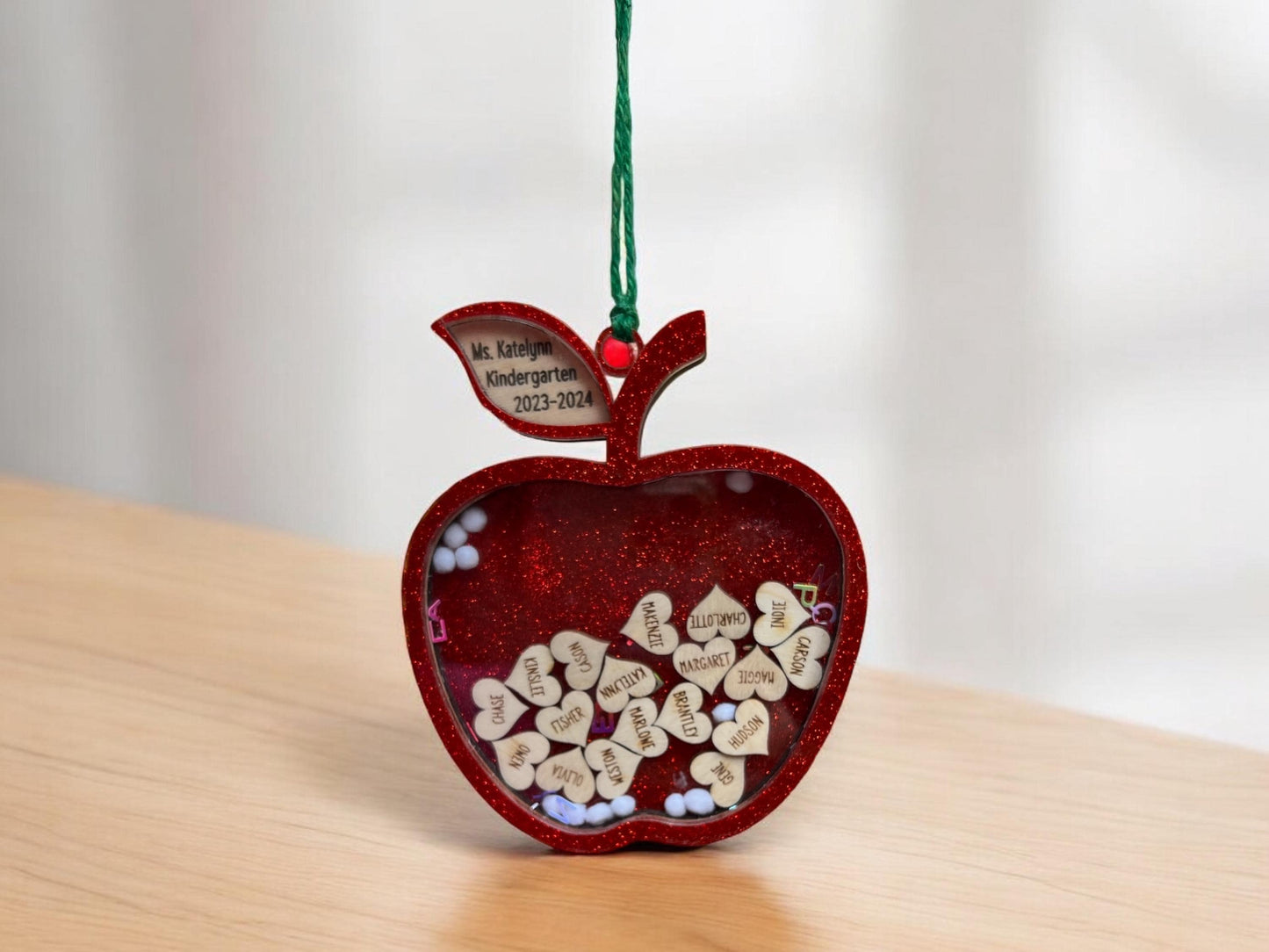 Personalized Teacher Shaker Apple, Back to school, Gift from Student, Christmas Ornament, End of school gift, Gift for Teacher, Class Gift