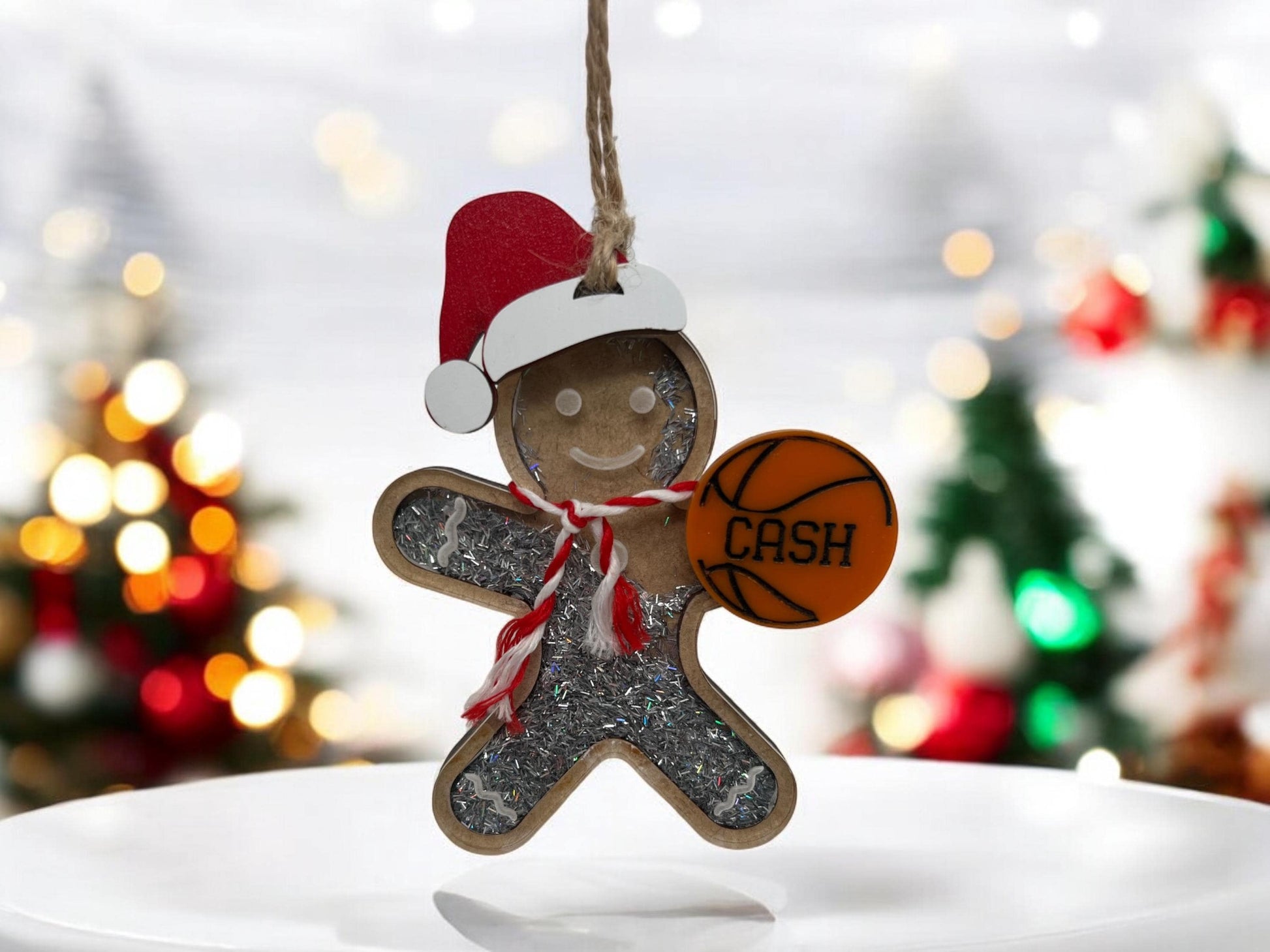 Personalized Basketball Gingerbread Ornament, Gift for her/him, Basketball Gift, Christmas Ornament for Kids, Sports Shaker Ornament