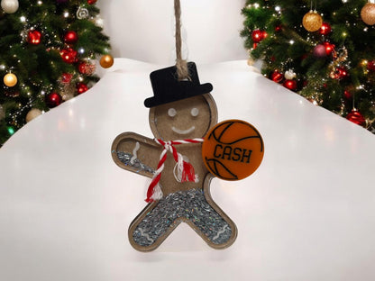 Personalized Basketball Gingerbread Ornament, Gift for her/him, Basketball Gift, Christmas Ornament for Kids, Sports Shaker Ornament