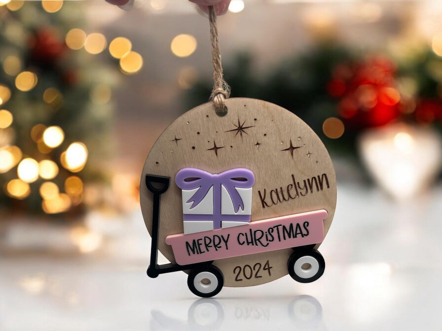 Custom Child's Wagon Ornament, Baby's First Christmas Ornament, Christmas Tree Ornament, Gift for Mom/Dad/Child, Kids Christmas Tree Gift