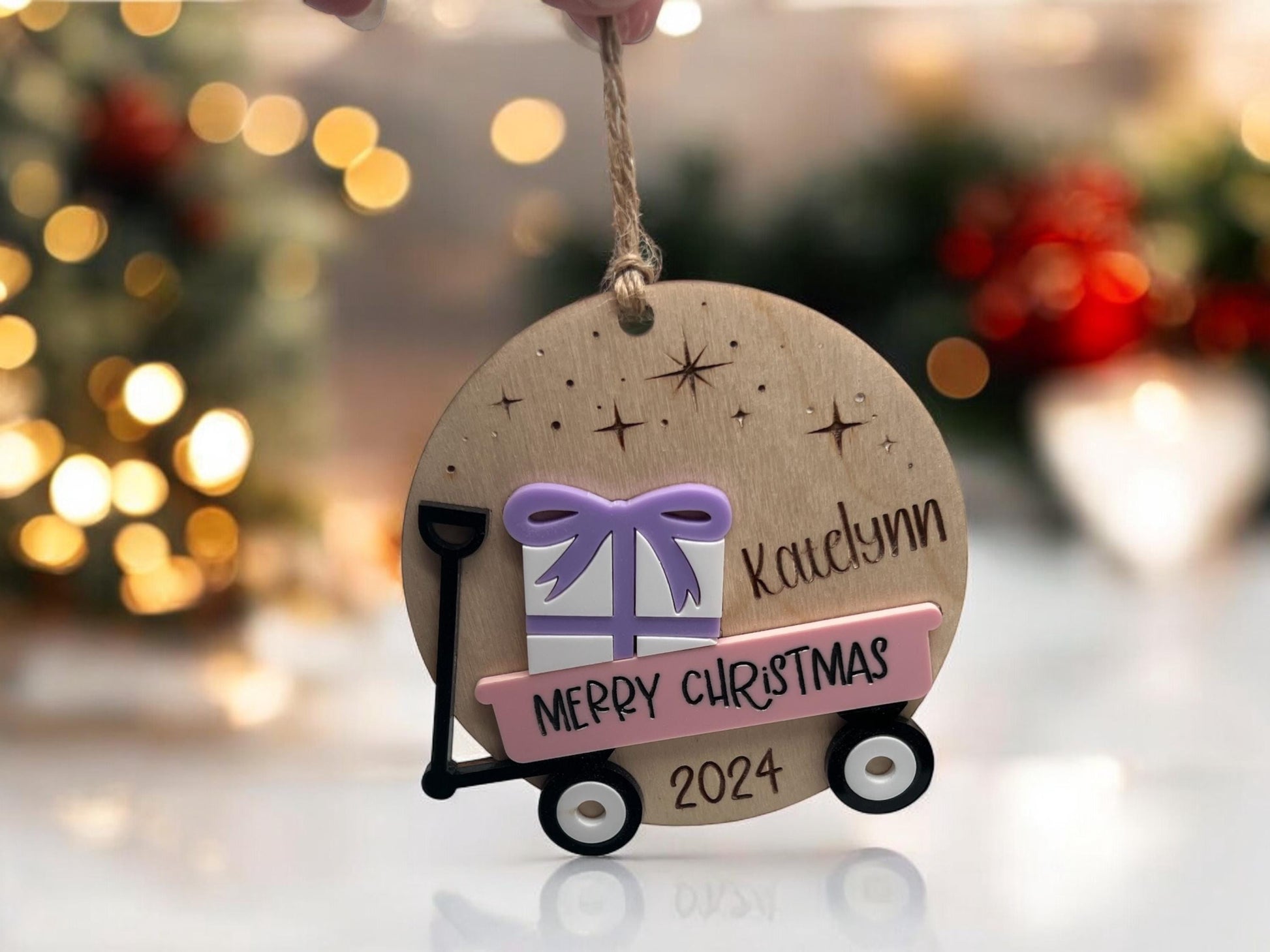 Custom Child's Wagon Ornament, Baby's First Christmas Ornament, Christmas Tree Ornament, Gift for Mom/Dad/Child, Kids Christmas Tree Gift