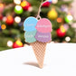 Personalized Ice Cream Cone Ornament, Children's Ornament, 2024 Christmas Ornament, Unique Christmas, Winter Wonderland/Candy Christmas