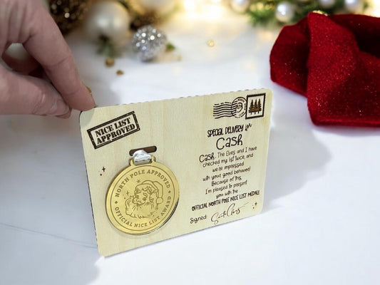 Personalized Santa Token/Medal/Award, Santa Nice list Award, Elf accessories, Christmas Eve Gift, Santa Gift, Christmas Nice List 2024