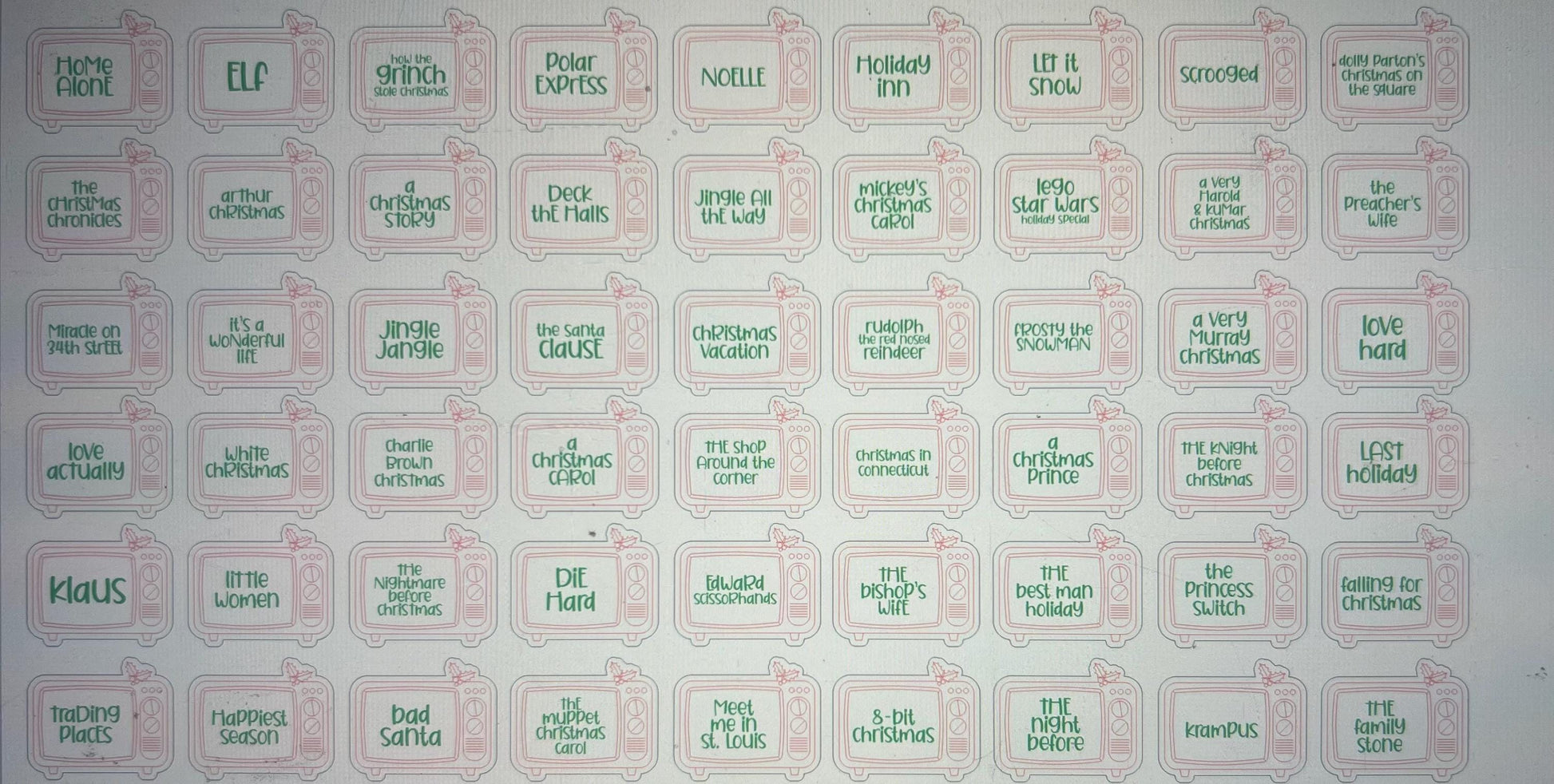 Christmas Movie Tokens, Christmas Countdown, Movie Bucket list, Advent Calendar tokens,Family Activity, Fun for kids, Christmas Elf idea