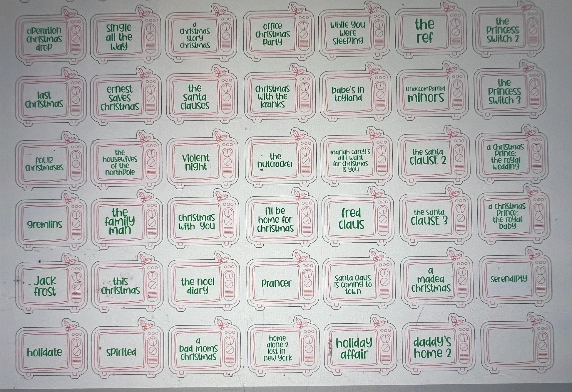Christmas Movie Tokens, Christmas Countdown, Movie Bucket list, Advent Calendar tokens,Family Activity, Fun for kids, Christmas Elf idea