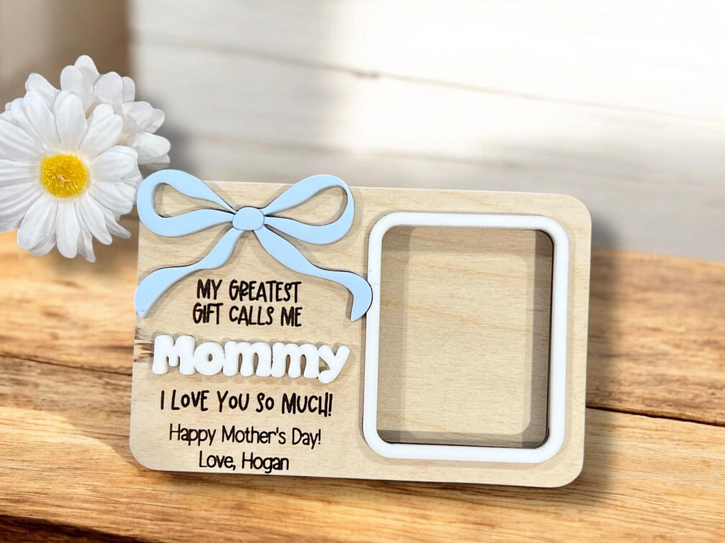Personalized Mother's Day Picture Frame Magnet, Gift for Mom, Gift for Dad, Gift for Grandma, New Mom Gifts, Wooden Magnet Photo Frame