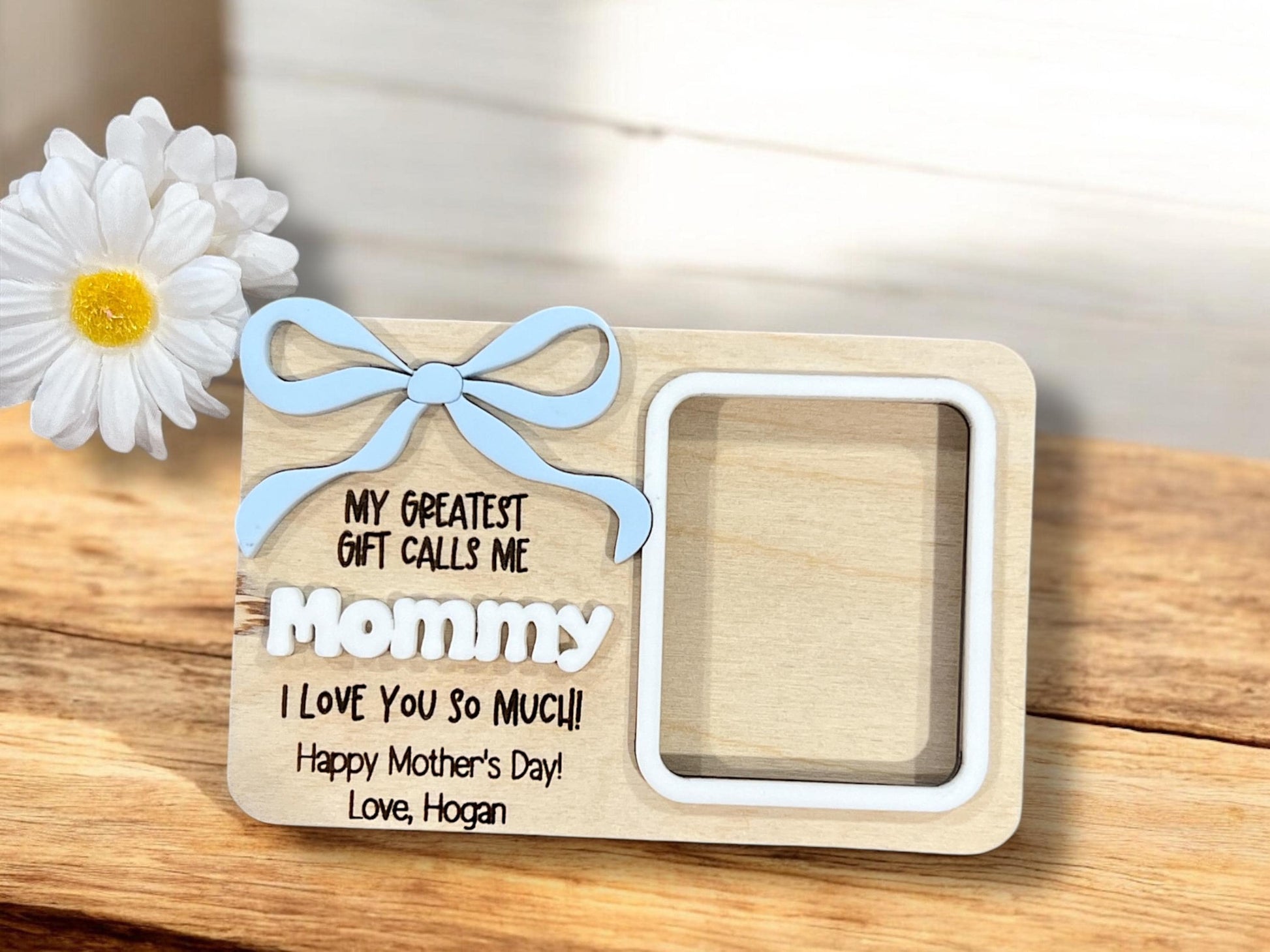 Personalized Mother's Day Picture Frame Magnet, Gift for Mom, Gift for Dad, Gift for Grandma, New Mom Gifts, Wooden Magnet Photo Frame