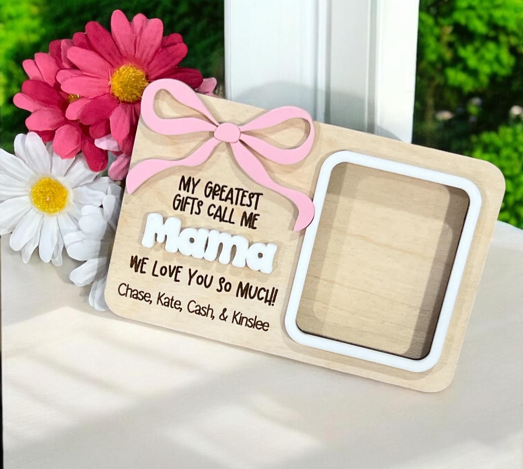 Personalized Mother's Day Picture Frame Magnet, Gift for Mom, Gift for Dad, Gift for Grandma, New Mom Gifts, Wooden Magnet Photo Frame