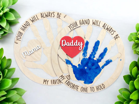 Personalized Handprint Sign, Father's Day Gift, Mother's Day Gift, DIY Handprint sign, Grandparents Gift, Handprint Keepsake, Nursery Decor