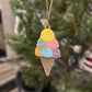 Personalized Ice Cream Cone Ornament, Children's Ornament, 2024 Christmas Ornament, Unique Christmas, Winter Wonderland/Candy Christmas