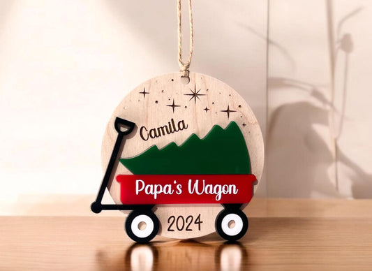 Custom Child's Wagon Ornament, Baby's First Christmas Ornament, Christmas Tree Ornament, Gift for Mom/Dad/Child, Kids Christmas Tree Gift