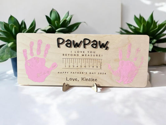 Personalized Beyond Measure Handprint Sign, Father's Day 2025 ,Grandparents, Gift for Him, Gift for Dad, 1st Father's Day,Handmade wood Sign