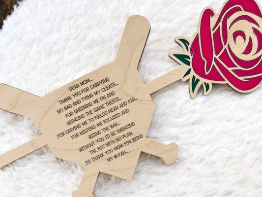 Personalized Wood Baseball Rose, Unique Gift for Parents, Baseball Gift Ideas, Gift for Her, Gift for Him, Baseball Plate and Rose, Keepsake