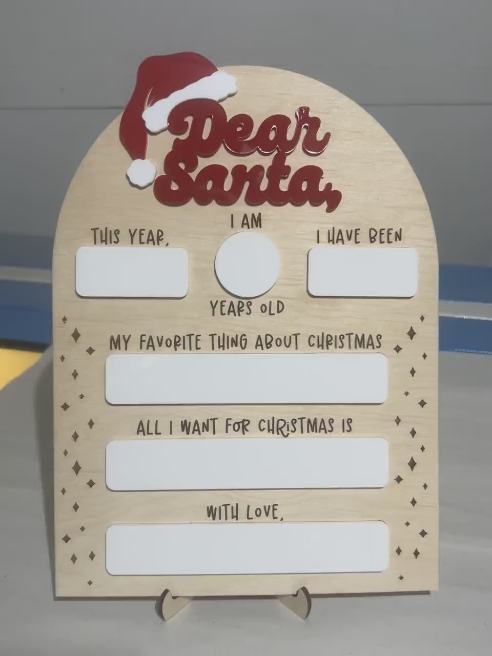 Dear Santa Board Sign, Picture Prop, Christmas Eve/List Board, Letter to Santa, Custom Christmas Eve Santa Sign, Kids Christmas Letter