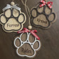 Personalized Paw Print Ornament, Pet Name Ornament, Dog Ornament, Engraved Paw Ornament, Pet Keepsake, Custom Pet Lover Gift,Christmas Decor