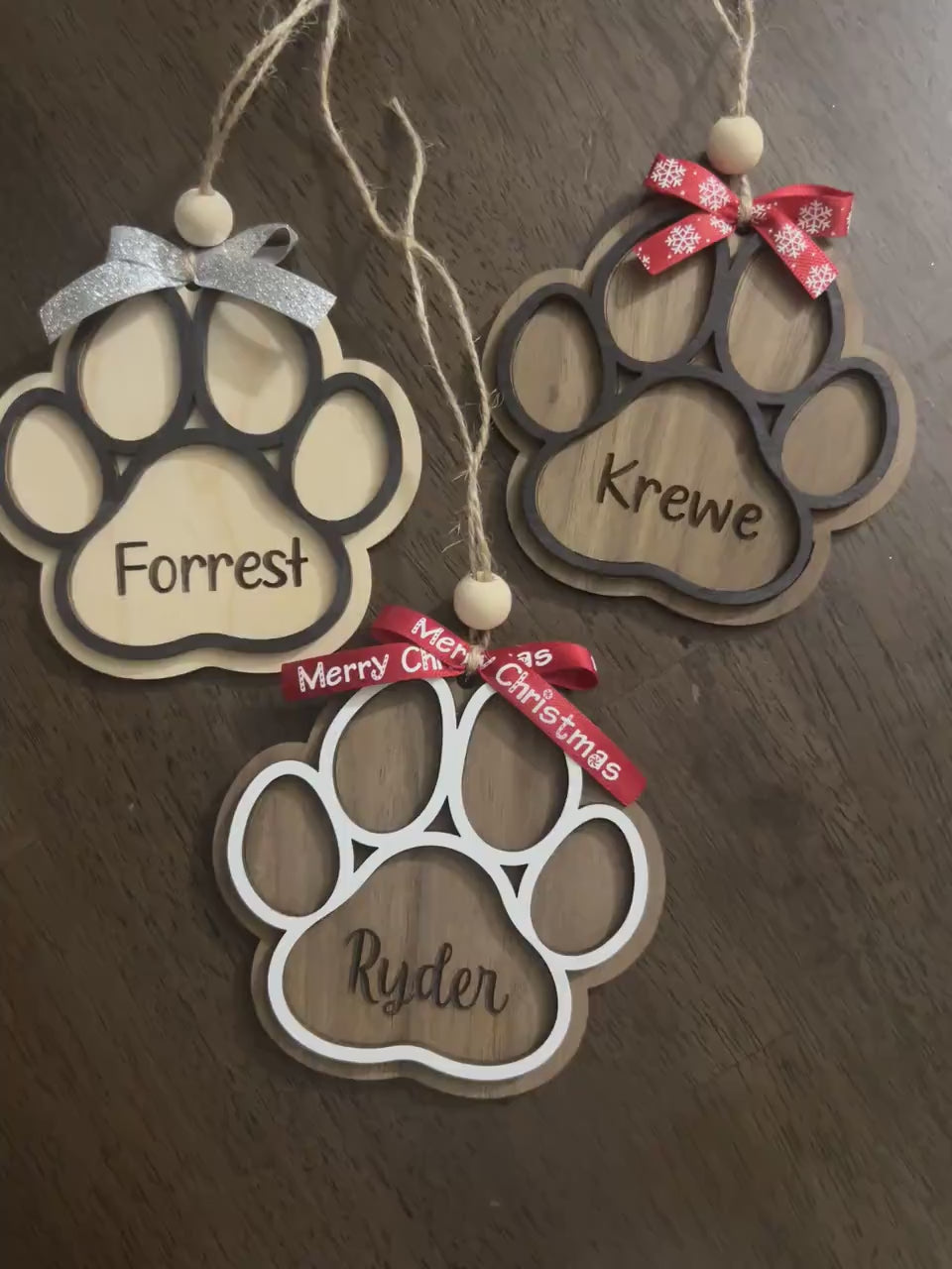 Personalized Paw Print Ornament, Pet Name Ornament, Dog Ornament, Engraved Paw Ornament, Pet Keepsake, Custom Pet Lover Gift,Christmas Decor