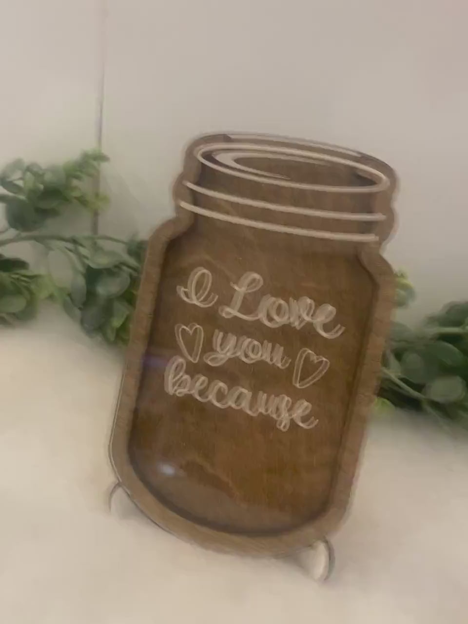 Mason Jar with Wooden Hearts Valentines, Anniversary Gift