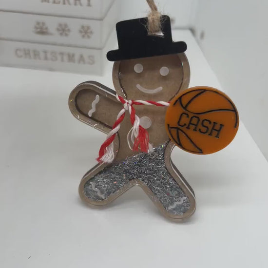 Personalized Basketball Gingerbread Ornament, Gift for her/him, Basketball Gift, Christmas Ornament for Kids, Sports Shaker Ornament