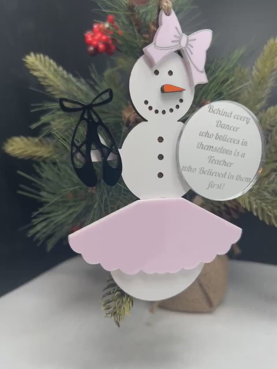 Ballet/Dancer Teacher Snowman Ornament, Teacher Ornament, Christmas Ornament, Gift for Her, Gift for Teacher, Personalized Ballet Teacher
