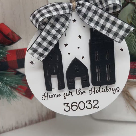 Zip Code Ornament, Home for the Holidays Gift, New Home Gift, Newlywed Gifts, Personalized Custom Zip Code Christmas Ornament Tree Decor