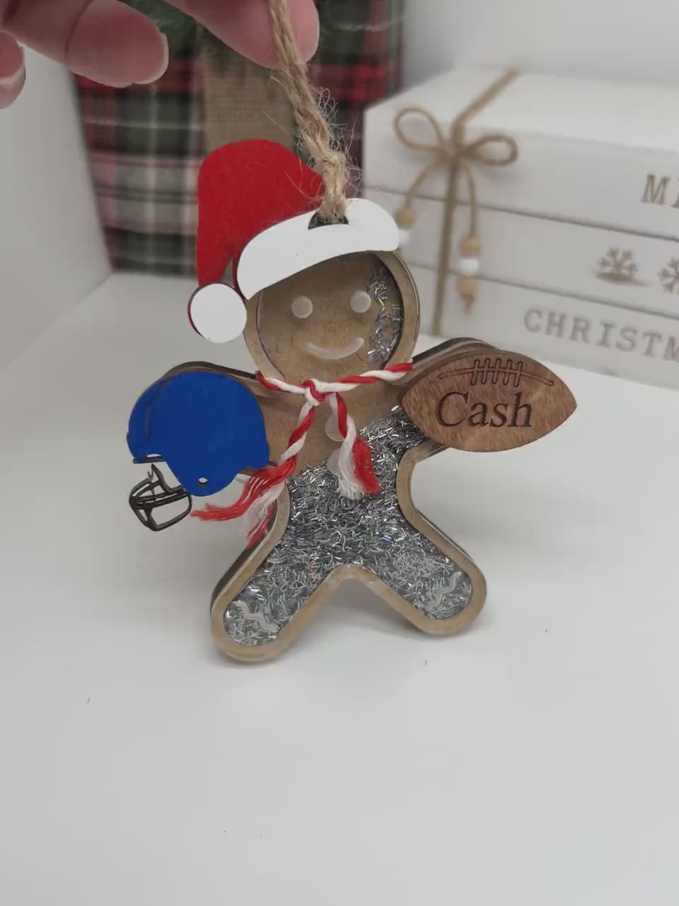 Personalized Football Gingerbread Man Ornament, Sports Christmas Ornament Tree Decor, Gift for Son/Daughter/Coach, Football Ornament/Gift