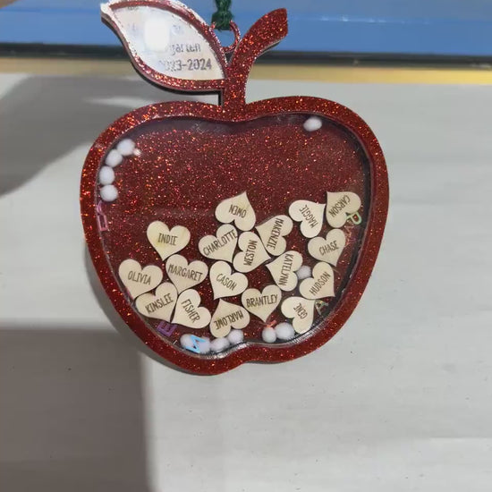 Personalized Teacher Shaker Apple, Back to school, Gift from Student, Christmas Ornament, End of school gift, Gift for Teacher, Class Gift