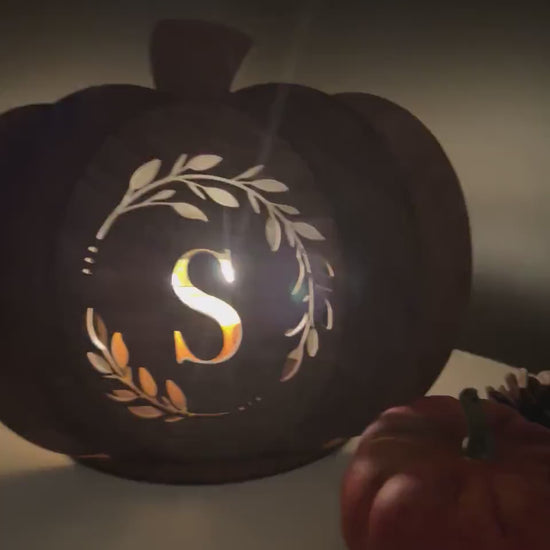 Pumpkin Initial Candle Holder, Fall/Autumn Decor, Monogram Pumpkin Gift, Home Decor, Light up Candle Holder, Halloween Decor, Pumpkin Decor