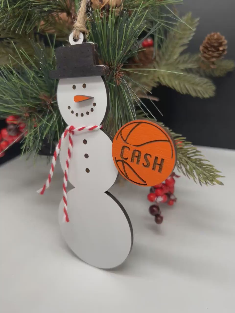 Personalized Basketball Snowman Ornament, Sports Ornament, Gift for Coach, Gift for Him, Gift for Kids, Basketball Gifts, Christmas Ornament