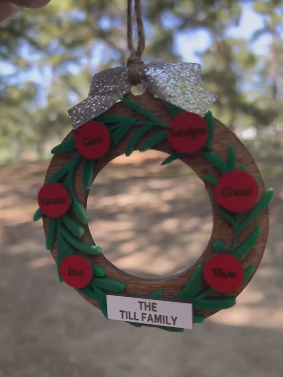 Wreath Family Christmas Ornament, 2023 Custom Family Name Ornament, Christmas Ornament, Wooden Christmas Ornament, Grandparents Ornament