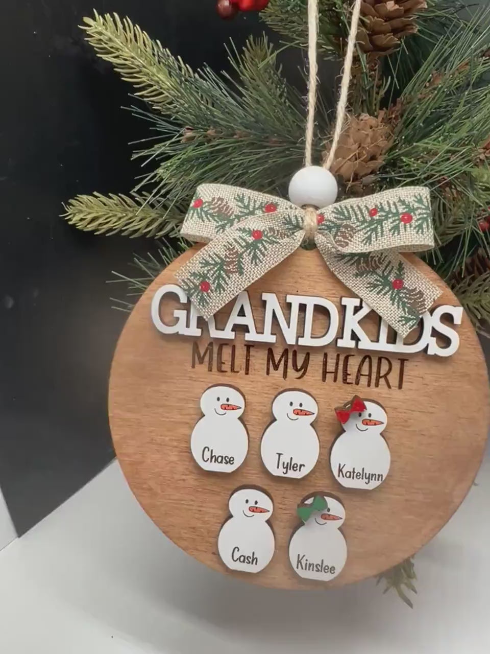 Grandkids Melt My/Our Heart Custom Snowman Ornament, Grandkids Ornament, Gift for Grandparents,Christmas Ornament, Grandparent keepsake 2024