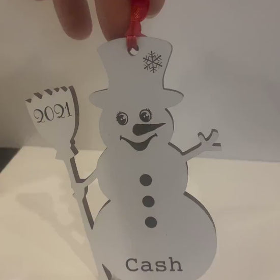 Personalized Snowman Height Ornament, Snowman Ornament, 2023 Ornament, Gift for kids, Custom Height Ornament, Ribbon Christmas Ornament kids