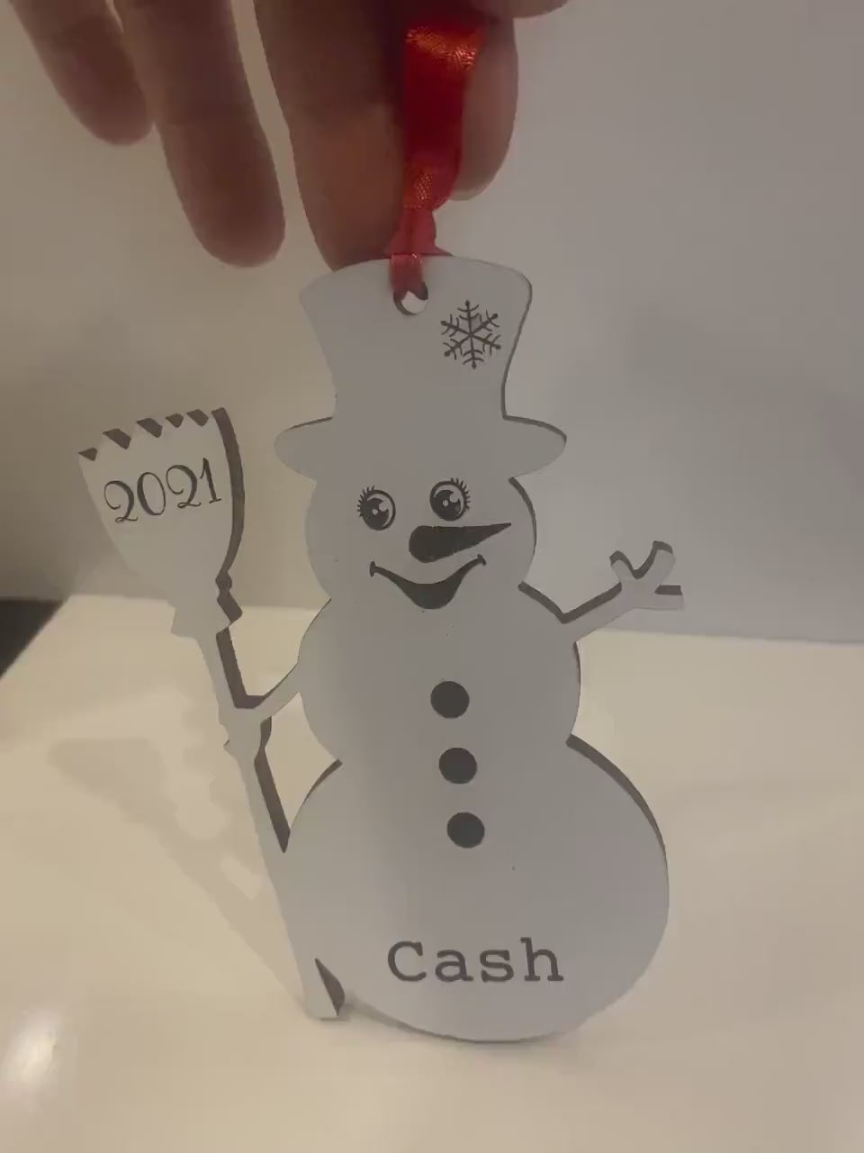 Personalized Snowman Height Ornament, Snowman Ornament, 2023 Ornament, Gift for kids, Custom Height Ornament, Ribbon Christmas Ornament kids
