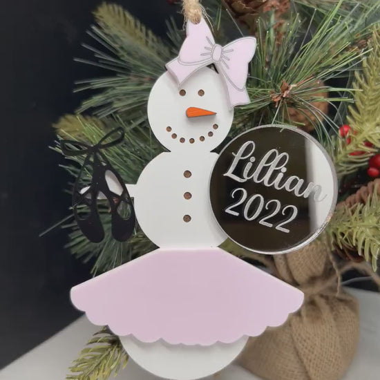Personalized Dance/Ballet Snowman Ornament, Gift for her/teacher/daughter, Custom Ornament, Personalized Christmas Ornament,Snowman Ornament