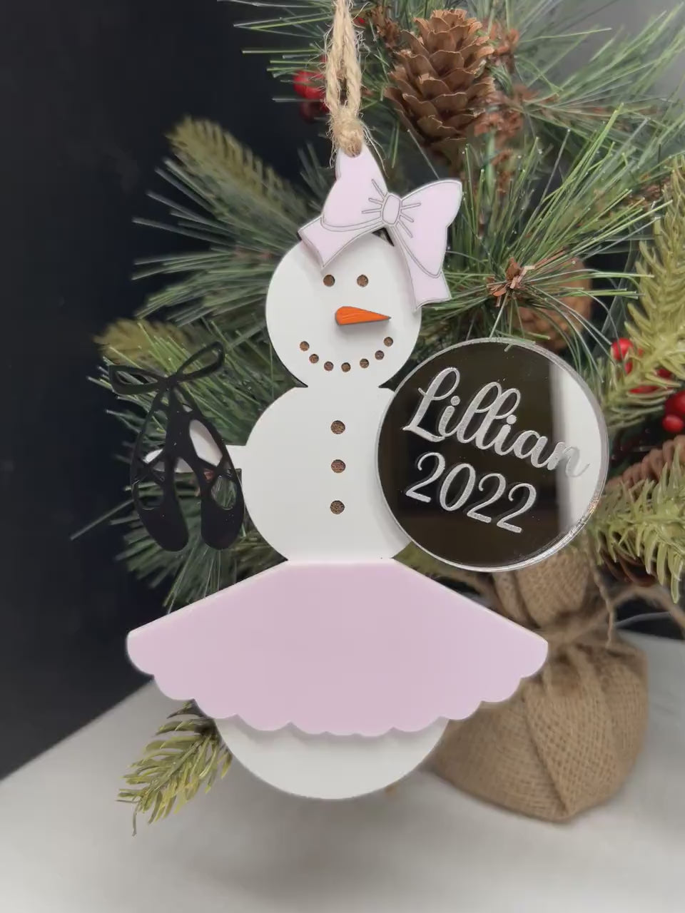 Personalized Dance/Ballet Snowman Ornament, Gift for her/teacher/daughter, Custom Ornament, Personalized Christmas Ornament,Snowman Ornament